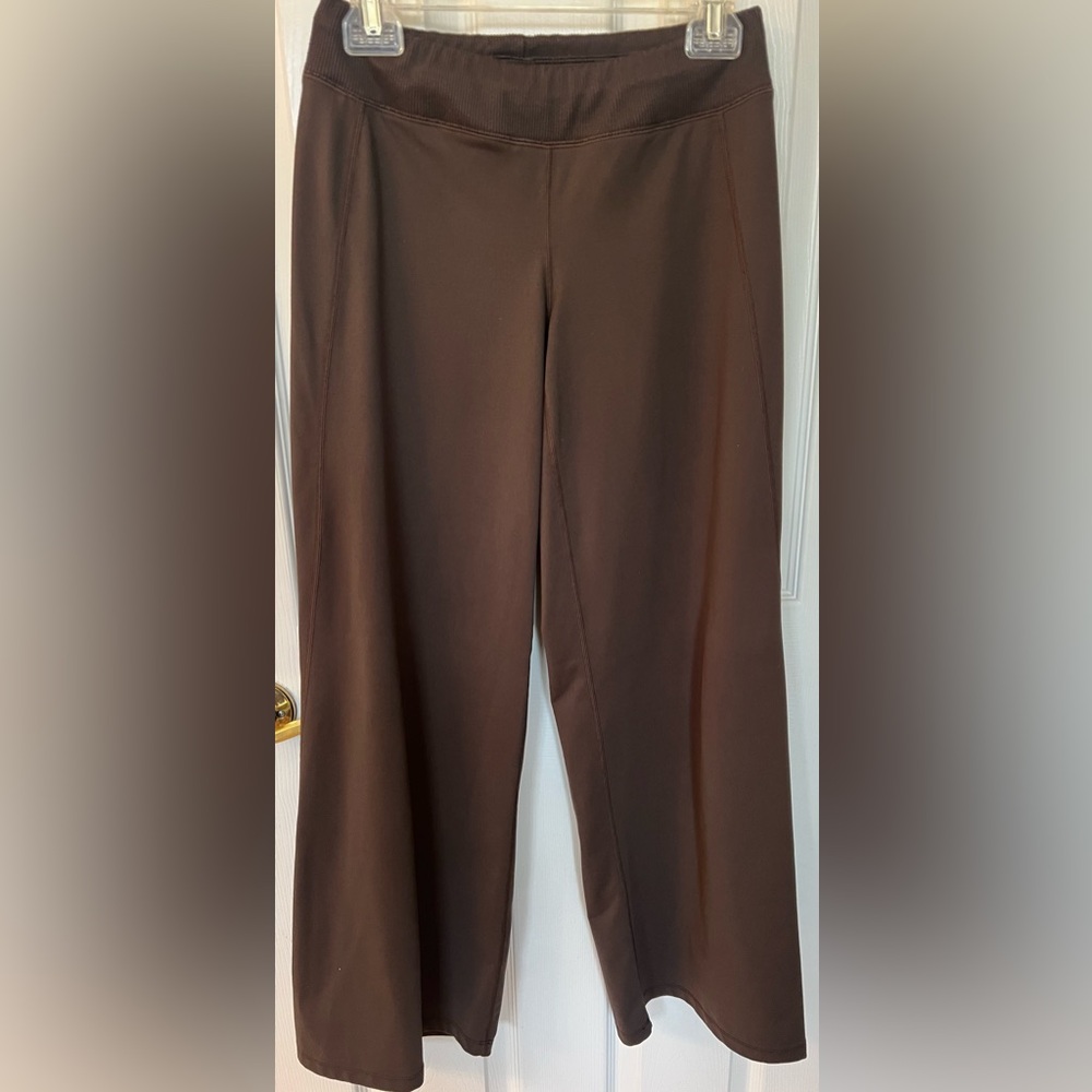 LUCY Womens Sz S Briwn Stretch Pull On wide leg Athletic Cropped Workout Pants